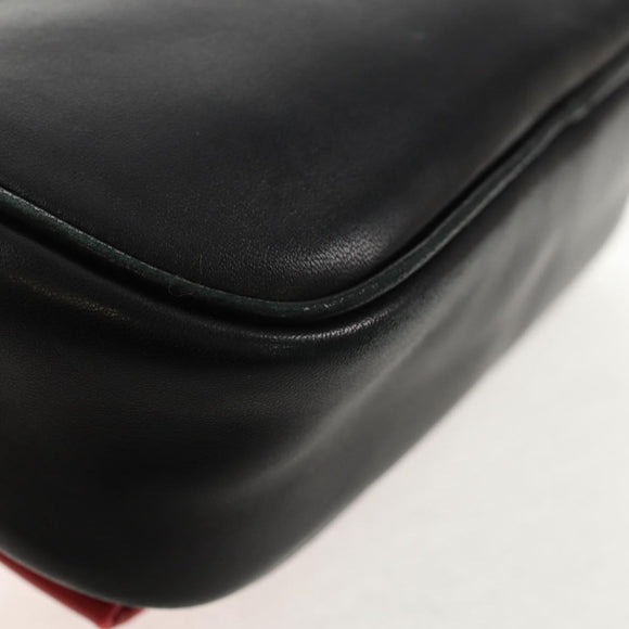 PRADA Ribbon Shoulder Bag Leather Black Red gold Auth 147259V