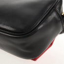 PRADA Ribbon Shoulder Bag Leather Black Red gold Auth 147259V-19