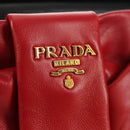 PRADA Ribbon Shoulder Bag Leather Black Red gold Auth 147259V-20