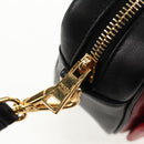 PRADA Ribbon Shoulder Bag Leather Black Red gold Auth 147259V-21