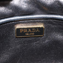 PRADA Ribbon Shoulder Bag Leather Black Red gold Auth 147259V-22