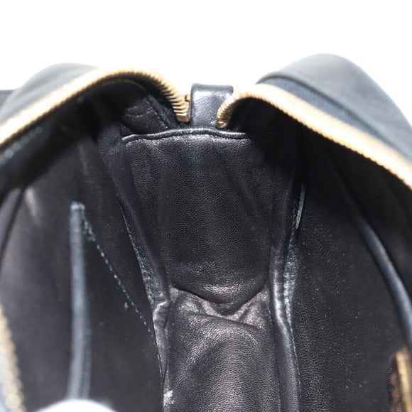 PRADA Ribbon Shoulder Bag Leather Black Red gold Auth 147259V