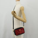 PRADA Ribbon Shoulder Bag Leather Black Red gold Auth 147259V-26