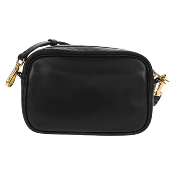 PRADA Ribbon Shoulder Bag Leather Black Red gold Auth 147259V - 0