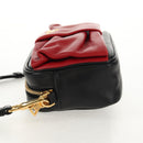 PRADA Ribbon Shoulder Bag Leather Black Red gold Auth 147259V-3