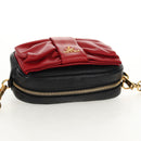 PRADA Ribbon Shoulder Bag Leather Black Red gold Auth 147259V-6