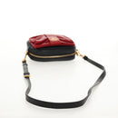 PRADA Ribbon Shoulder Bag Leather Black Red gold Auth 147259V-7