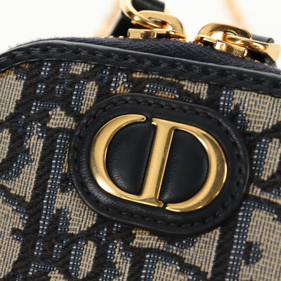 Christian Dior Trotter Canvas Dior 30 Montaigne Chain Pouch Marineblauw Auth 147260M
