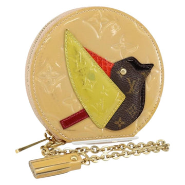 LOUIS VUITTON Vernis Porte Monnaie Oiseaux Rose flow Lantern M91388 Auth 147264