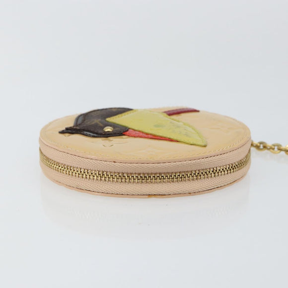 LOUIS VUITTON Vernis Porte Monnaie Oiseaux Rose flow Lantern M91388 Auth 147264