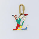 LOUIS VUITTON Crystal LV Flag Charm metal Gold Multicolor MP2484 LV Auth 147265-2