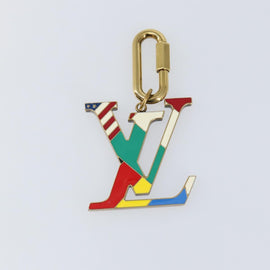 LOUIS VUITTON Crystal LV Flag Charm metal Gold Multicolor MP2484 LV Auth 147265 - 0