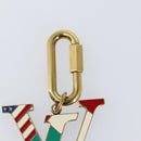 LOUIS VUITTON Crystal LV Flag Charm metal Gold Multicolor MP2484 LV Auth 147265-3