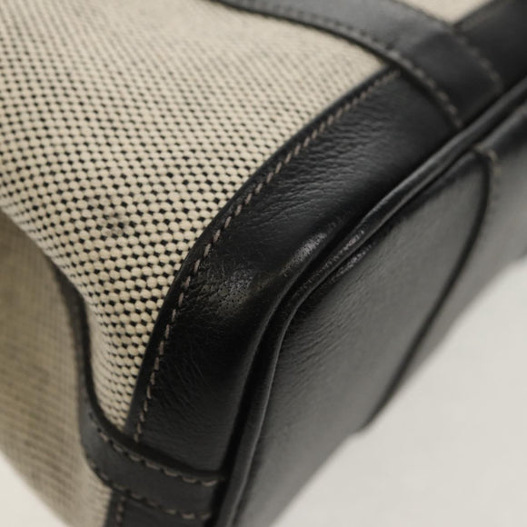 HERMES Garden Party Pouch Canvas Gray Silver Auth 147267SM