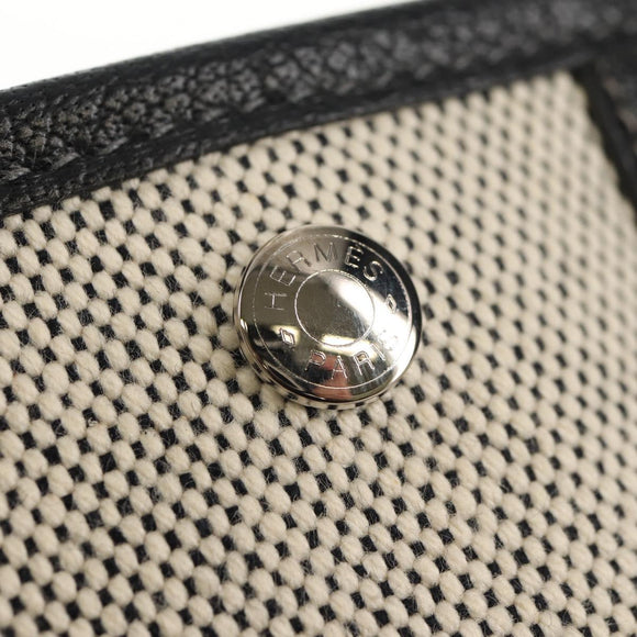 HERMES Garden Party Pouch Canvas Gray Silver Auth 147267SM