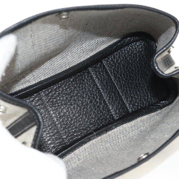 HERMES Garden Party Pouch Canvas Gray Silver Auth 147267SM