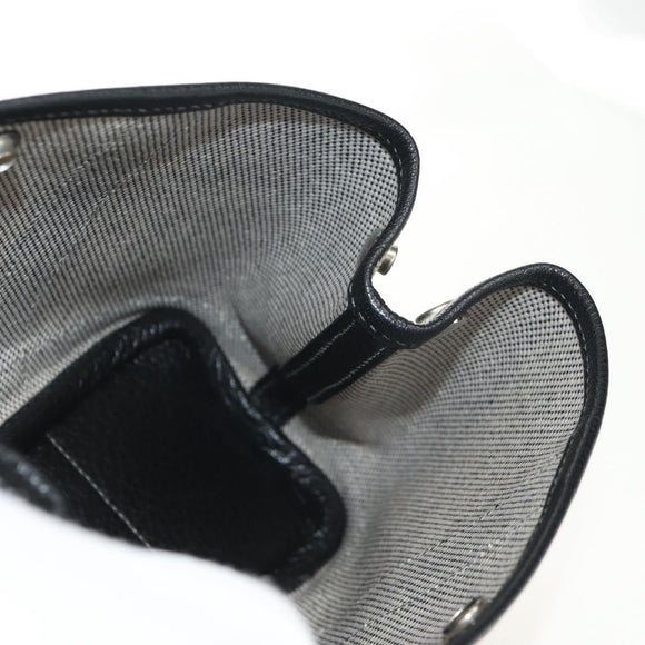 HERMES Garden Party Pouch Canvas Gray Silver Auth 147267SM