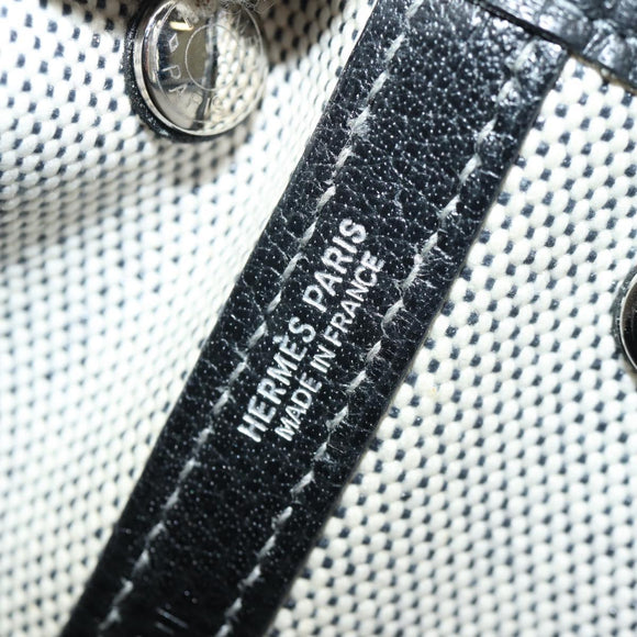 HERMES Garden Party Pouch Canvas Gray Silver Auth 147267SM