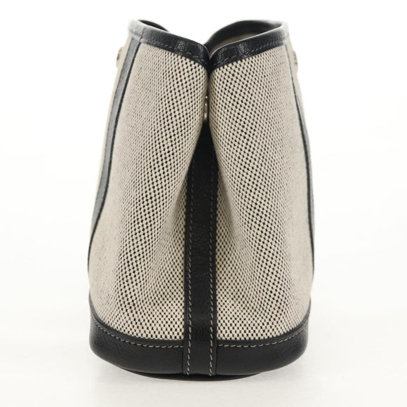 HERMES Garden Party Pouch Canvas Gray Silver Auth 147267SM