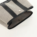 HERMES Garden Party Pouch Canvas Gray Silver Auth 147267SM-9