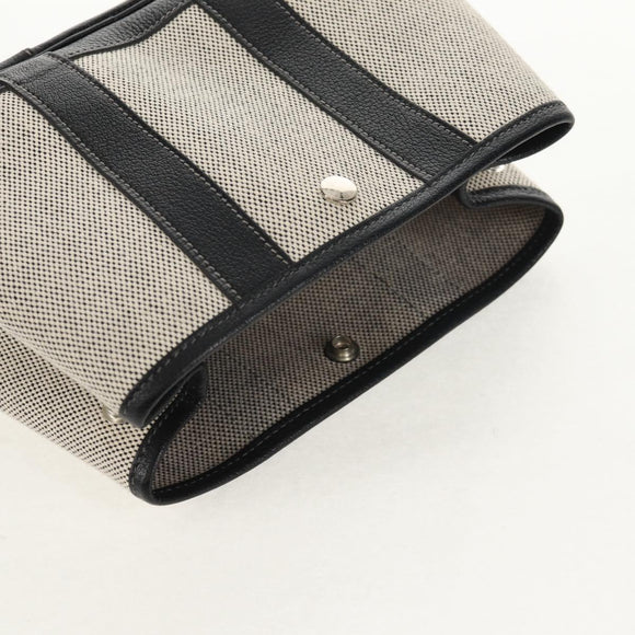 HERMES Garden Party Pouch Canvas Gray Silver Auth 147267SM