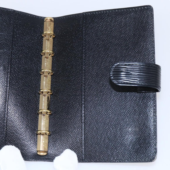 LOUIS VUITTON Epi Agenda PM Day Planner Cover Black R20052 LV Auth 147269
