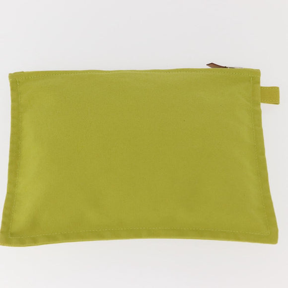 HERMES Bora Bora Pouch Canvas 3 Set Green Silver Auth 147270