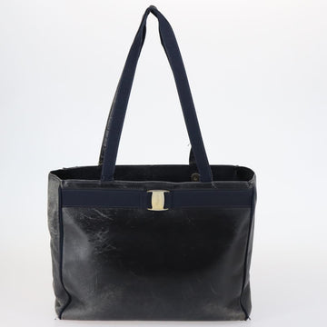 Salvatore Ferragamo Vala Shoulder Bag Leather 2 Set Brown Navy Auth 147275 - 0