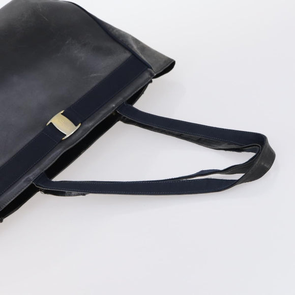 Salvatore Ferragamo Vala Shoulder Bag Leather 2 Set Brown Navy Auth 147275