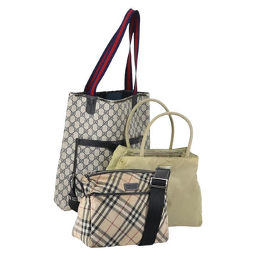 GUCCI Burberry PRADA Tote Bag PVC Nylon 3 Set Navy Beige Auth 147276