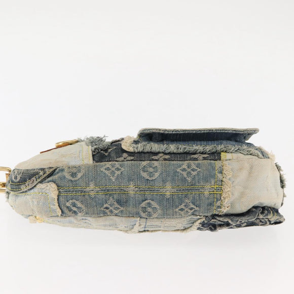 LOUIS VUITTON Monogram Denim Pouch Shoulder Bag Blue M95382 LV Auth 147361