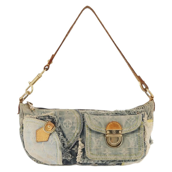 LOUIS VUITTON Monogram Denim Pouch Shoulder Bag Blue M95382 LV Auth 147361