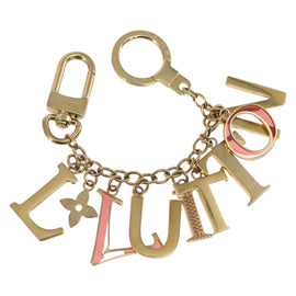 LOUIS VUITTON Porte Cles Initial Key Holder metal Gold Red M61020 LV Auth 147376