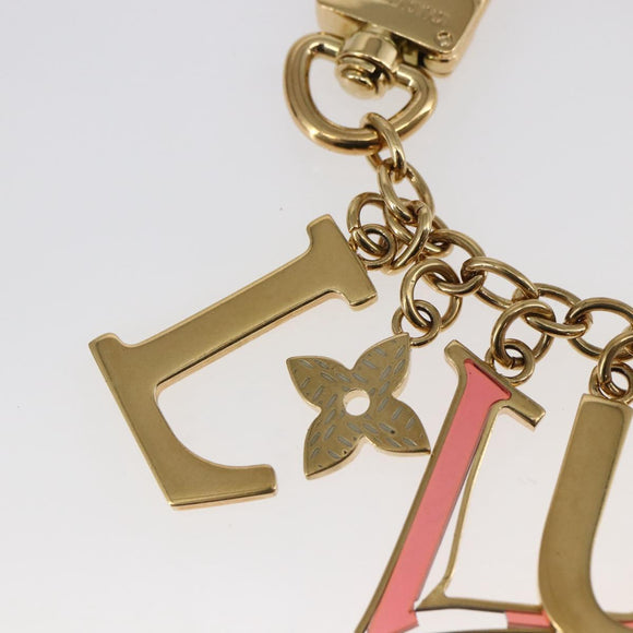LOUIS VUITTON Porte Cles Initial Key Holder metal Gold Red M61020 LV Auth 147376