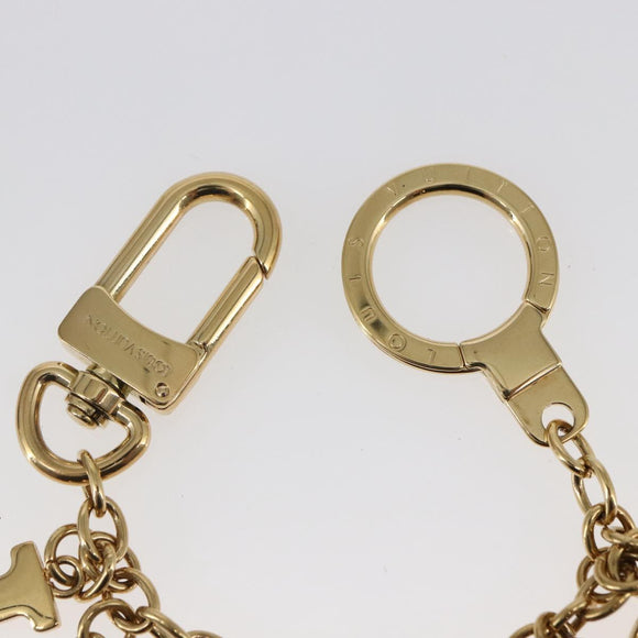 LOUIS VUITTON Porte Cles Initial Key Holder metal Gold Red M61020 LV Auth 147376