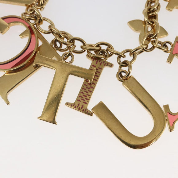 LOUIS VUITTON Porte Cles Initial Key Holder metal Gold Red M61020 LV Auth 147376