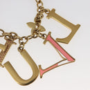 LOUIS VUITTON Porte Cles Initial Key Holder metal Gold Red M61020 LV Auth 147376-9