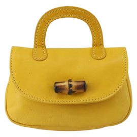 GUCCI Bamboo Sewing Set Leather Yellow Auth 147379 - 0