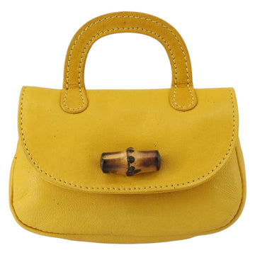 GUCCI Bamboo Sewing Set Leather Yellow Auth 147379 - 0