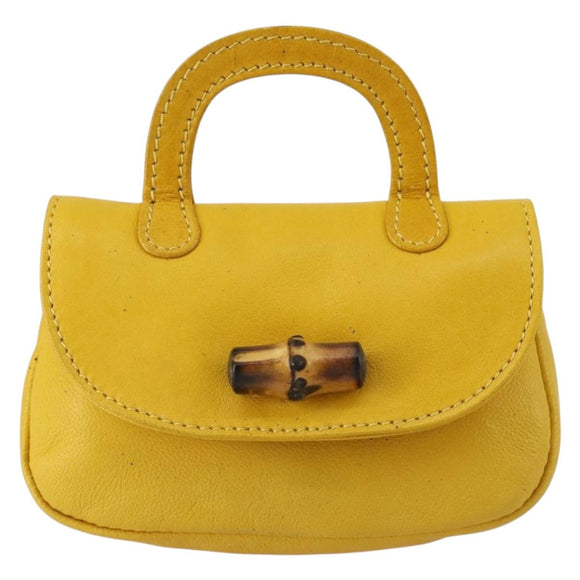 GUCCI Bamboo Sewing Set Leather Yellow Auth 147379