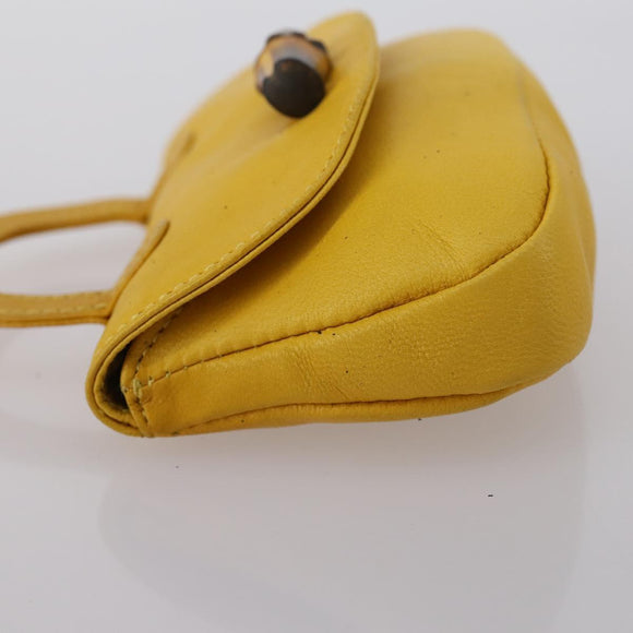 GUCCI Bamboo Sewing Set Leather Yellow Auth 147379