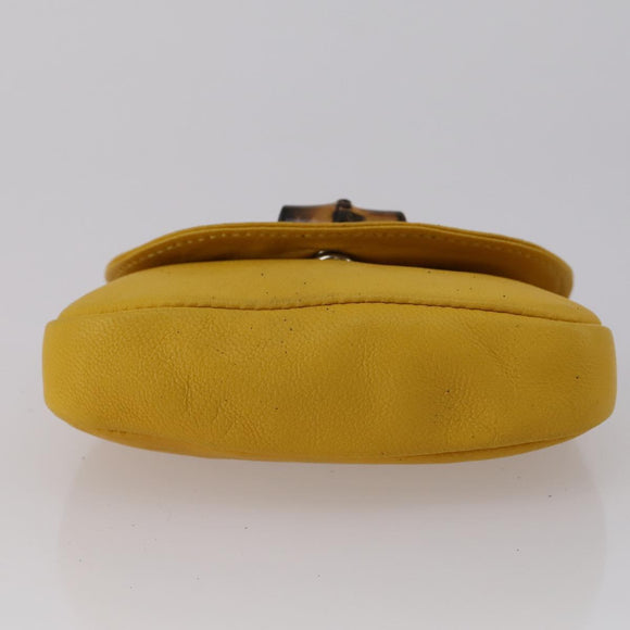 GUCCI Bamboo Sewing Set Leather Yellow Auth 147379