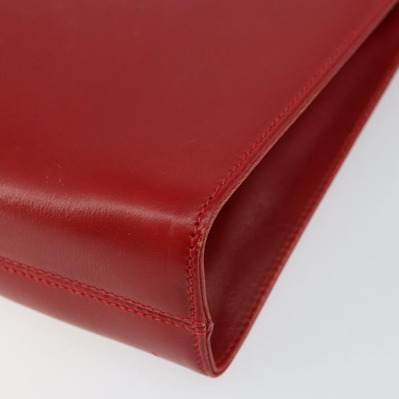 Salvatore Ferragamo Gancini Chain Shoulder Bag Leather Red Auth 147382