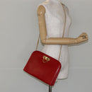 Salvatore Ferragamo Gancini Chain Shoulder Bag Leather Red Auth 147382-22