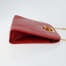 Salvatore Ferragamo Gancini Chain Shoulder Bag Leather Red Auth 147382-3