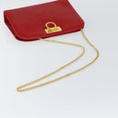 Salvatore Ferragamo Gancini Chain Shoulder Bag Leather Red Auth 147382-7