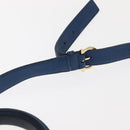 Salvatore Ferragamo Gancini Hand Bag Leather 2way Blue Gold Auth 147384-15