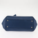 Salvatore Ferragamo Gancini Hand Bag Leather 2way Blue Gold Auth 147384-5