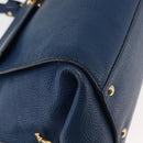 Salvatore Ferragamo Gancini Hand Bag Leather 2way Blue Gold Auth 147384-16