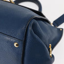 Salvatore Ferragamo Gancini Hand Bag Leather 2way Blue Gold Auth 147384-17